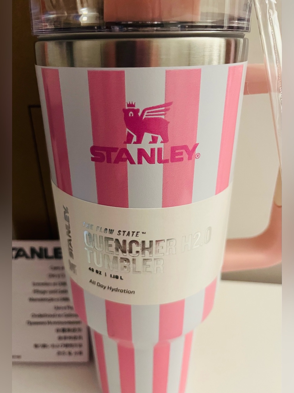 Stanley Pink Striped Quencher H2.0 Tumbler 40oz - Picture 2 of 5